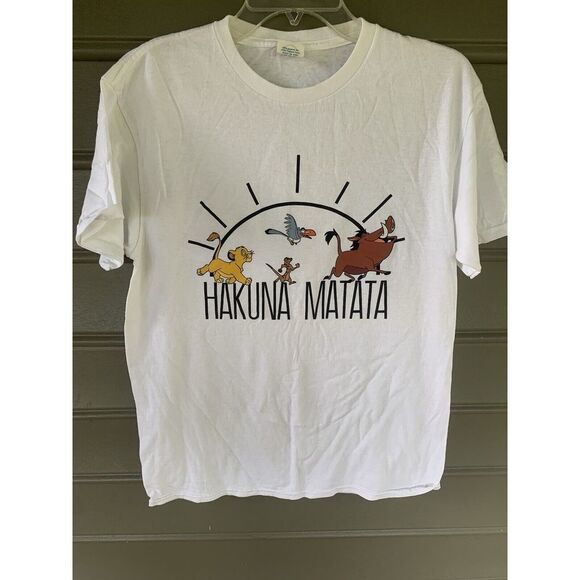 VTG M  The Lion King‎ Hakuna Matata Short  Sleeve White  Tshirt 90s Delta Disney - Picture 1 of 5